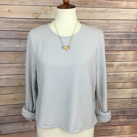 J.Crew Cropped Long-Sleeve T-Shirt in Oyster Grey - Picture 2 of 8